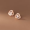 S925 Sterling Silver Diamond Set Trifolium Earrings Female