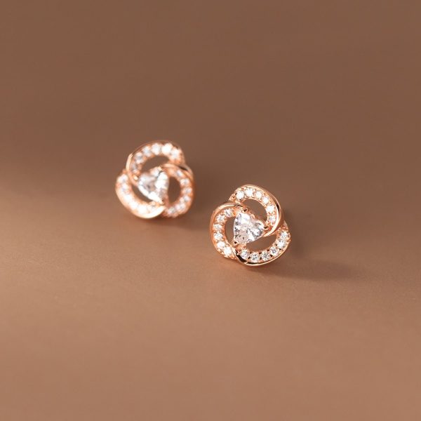 S925 Sterling Silver Diamond Set Trifolium Earrings Female