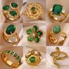 Green Zircon Flower Ring For Women