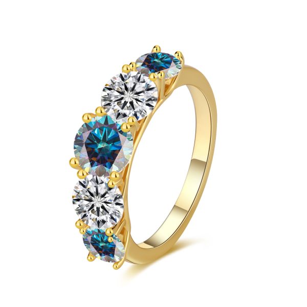 S925 Silver Simple Personality Trendy Micro-inlaid Moissanite Ring