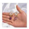 Purple Natural Stone Jewelry Colorful Crushed Shell Earrings