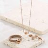 Ring Mesh Cat's Paw Stainless Steel Necklace Bracelet Cute Pet Four-piece Ring Set Jewelry