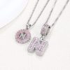 Rock Sugar 26-letter Pendant Necklace For Women, Copper Inlaid Zircon Round Flower Jewelry Set