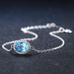 925 Sterling Silver Light Luxury Colored Gems Jewelry Suit Natural