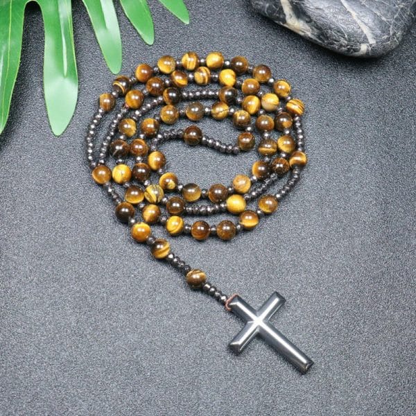 Natural Stone Cross Pendant Necklace