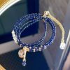 Multi-layer Bracelet Blue Gold Sand Stone Cut Three-ring Bracelet For Women