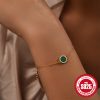 S925 Sterling Silver Classic Round Malachite Diamond All-match Bracelet