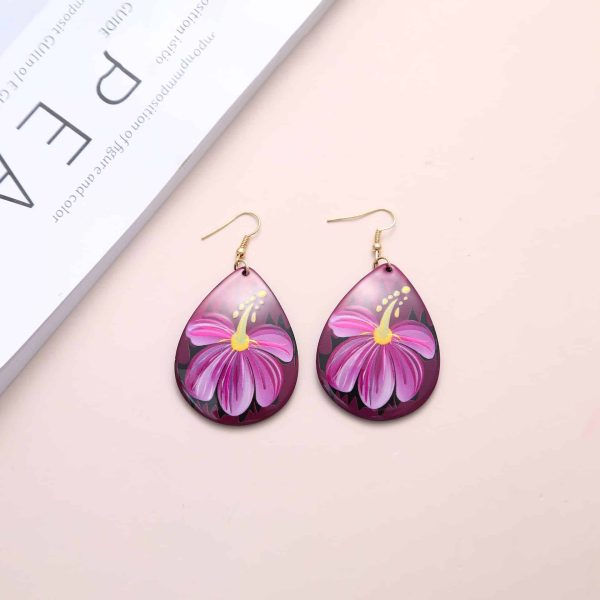 Vintage Drop-shaped Flower Acrylic Earrings