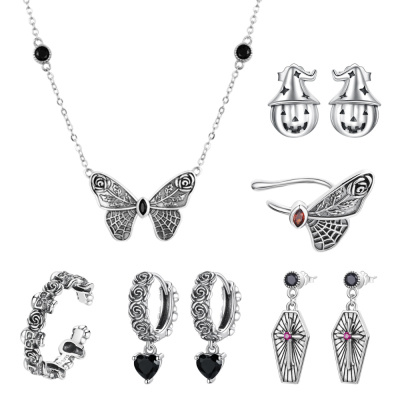 Original Dark Night Rose Skull Ring Jewelry Set