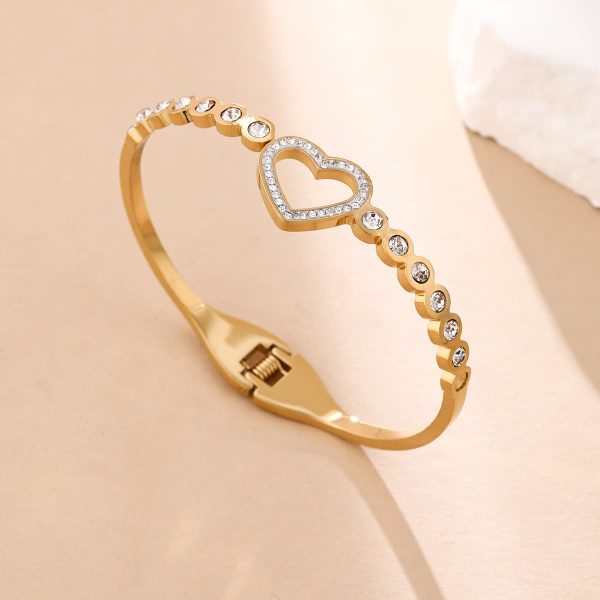 Titanium Steel Heart Love Heart Multi-Diamond Bracelet