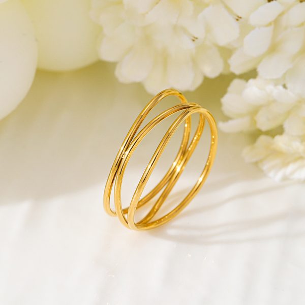 Simple Bracelet Three-layer Geometric Line Ring