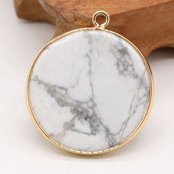 Natural Stone Gem Amazonite Round Pendant Handmade Craft DIY