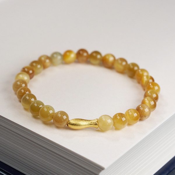 Tigereye Small Fish Pendant Handmade Beaded Bracelet