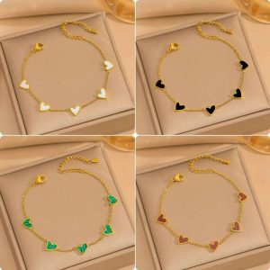 Multi-Color Three-dimensional Heart Shell Clavicle Chain Personality Heart-shaped Titanium Steel Bracelet