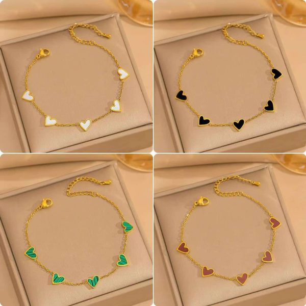 Multi-Color Three-dimensional Heart Shell Clavicle Chain Personality Heart-shaped Titanium Steel Bracelet