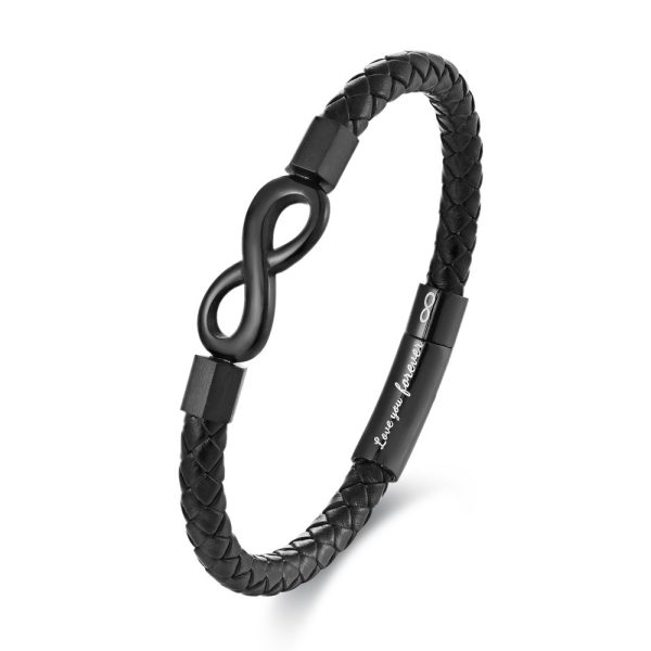 Leather Bracelet Vintage Leather European And American Stainless Steel