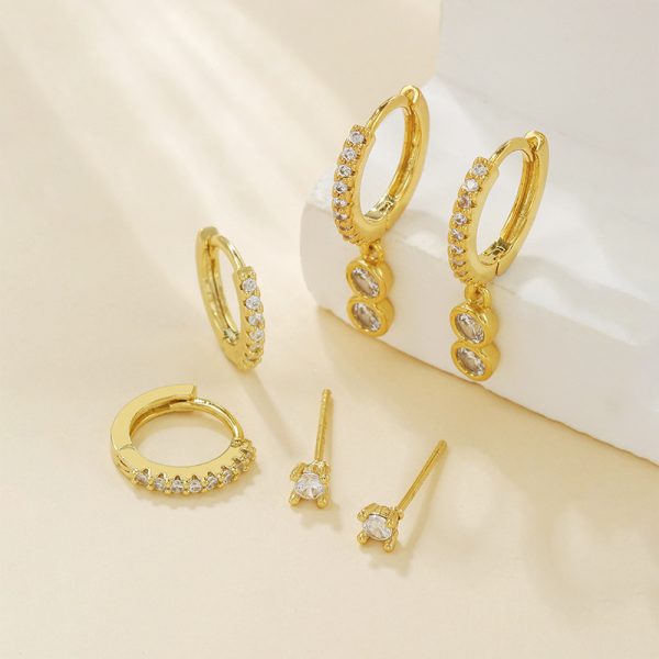 Simple Circle Pendant Earrings Inlaid Zircon