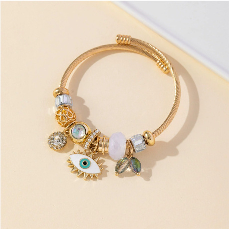 Multi-Element Stainless Steel Copper Alloy Beaded Bracelet