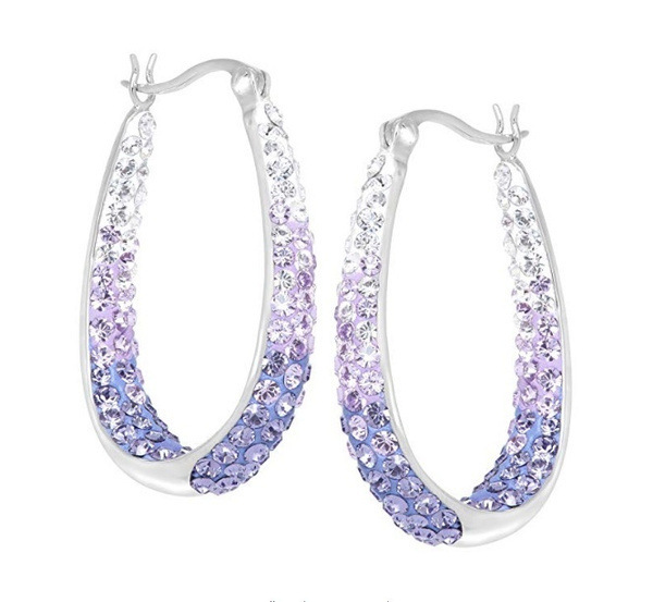 Simple Two Tone Full Diamond Circle Simple Earrings For Women