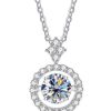 Live Hot S925 Sterling Silver Pulsatile Heart Moissanite Pendant Female Light-chasing Smart Clavicle Chain Moissanite Necklace
