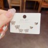 Cute Sweet And Small Exquisite Smart Shining Butterfly Studs Three-piece Set Sterling Silver Needle
