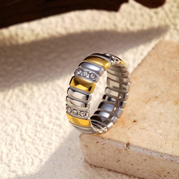 Fashionable Gold And Silver Two-tone Cross Stainless Steel Ring