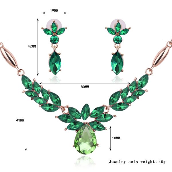 Fashion Necklace And Earrings Two-Piece Set With Diamond 3 Color Jewelry Set