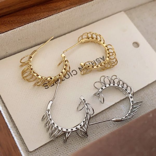 Multi-circle Metal Eardrops Alphabet Letter Earrings Frosty Style Earrings