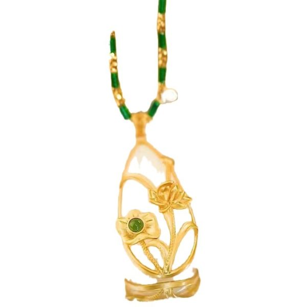 Water Drop Pendant Necklace Female Lotus Leaf Retro Fashion Elegance Clavicle Chain