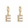 18K Gold Plated Micro Set Zircon Letter Earrings For Women