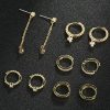 5 Pairs Gold And Silver Ring Earrings Set