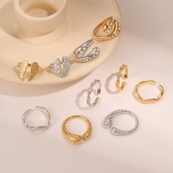 European And American Design Geometric Hammer Pattern Niche Temperament Open Ring
