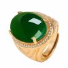 New Domineering Green Chalcedony Ring Plated 925 Silver Ring Simple And Elegant