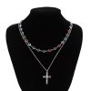 Crystal Cross Necklace Men's Retro High Sense