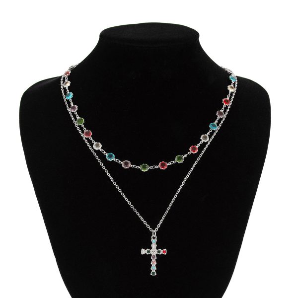 Crystal Cross Necklace Men's Retro High Sense