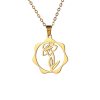 Stainless Steel Gold Snow Hualien Universe Flower-de-Luce December Flower Pendant Necklace
