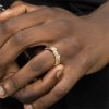 Gold And Silver Color Blocked Tang Grass Pattern Ring