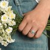 Women's Turquoise Ethnic Style Oil Micro Inlaid Zircon Ring