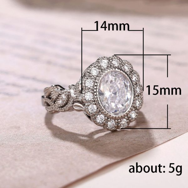 Full Diamond Copper Plating Round Zircon Ring For Women