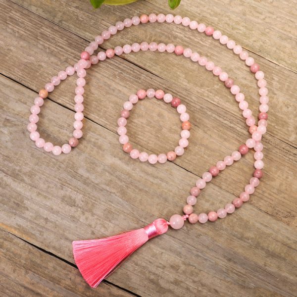 Stone Bead String Long Fringe Yoga Necklace Bracelet Crystal