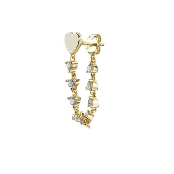 S925 Silver Needle Tassel Set With Diamond Heart Love Drops Glue Earrings Ornaments