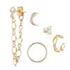 Moon Full Diamond Chain Earring Set 5-piece Set