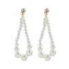 Women's Sterling Silver Pearl Inlaid Circle Stud Earrings