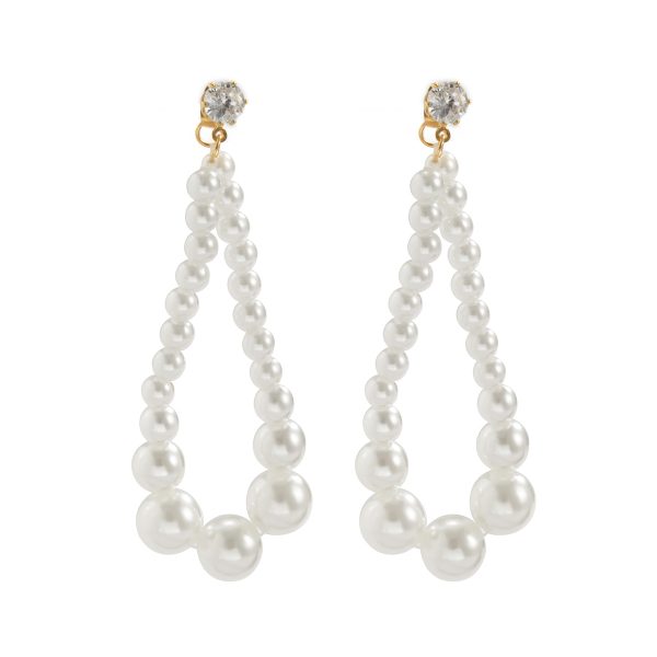 Women's Sterling Silver Pearl Inlaid Circle Stud Earrings