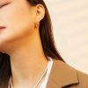 Gold Pigment Ring Earrings Female Circle Ear Studs