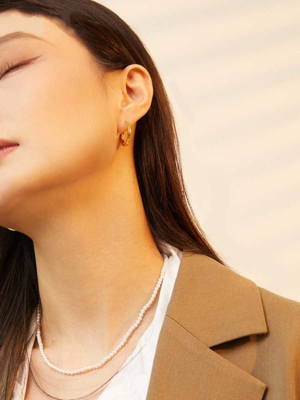 Gold Pigment Ring Earrings Female Circle Ear Studs