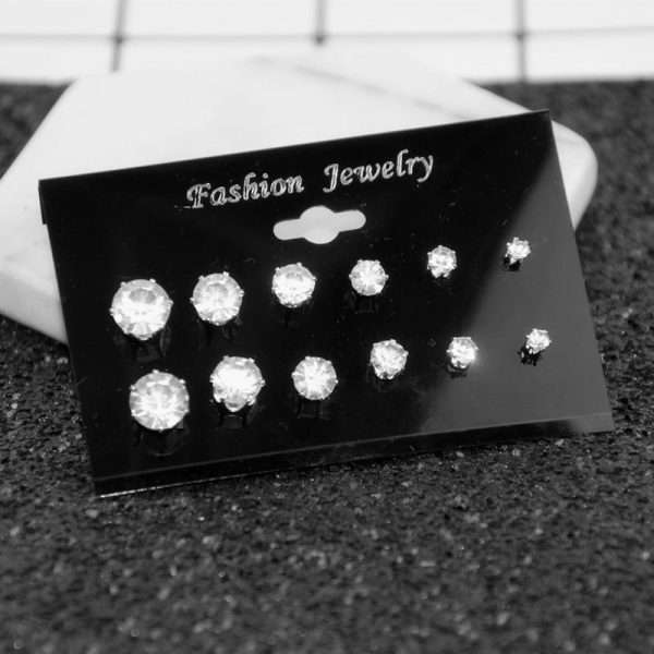 Diamond Stud Earrings 6 Pairs Combination Set Cycle Stud Earrings High-end Fashion Hot Selling Ear Rings
