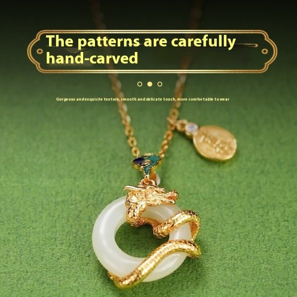 925 Silver Hetian Jade Peace Buckle Heritage Zodiac Enamel Women's Necklace