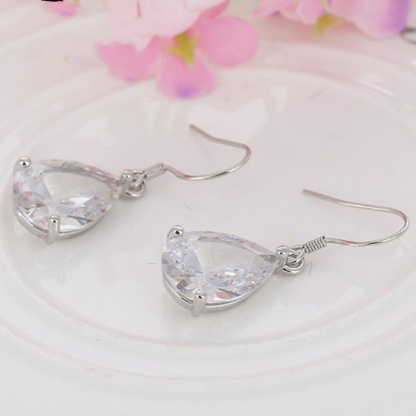 Direct Selling Zircon Earrings Necklace Set Drop Earrings 925 Ear Hook Ear Jewelry Clavicle Chain Wholesale Gifts