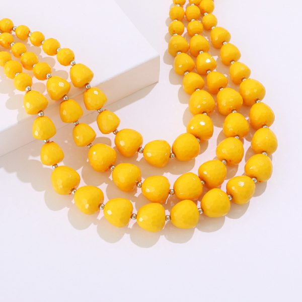 Simple Pure Color Handmade Beaded Necklace Earrings Ethnic Style Jewelry Set